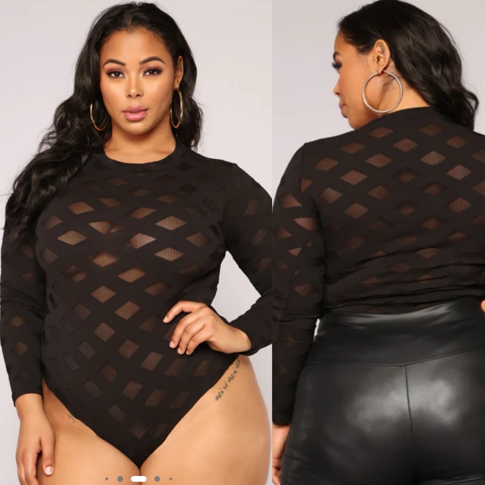 Black Cut Out Bodysuit - 3X